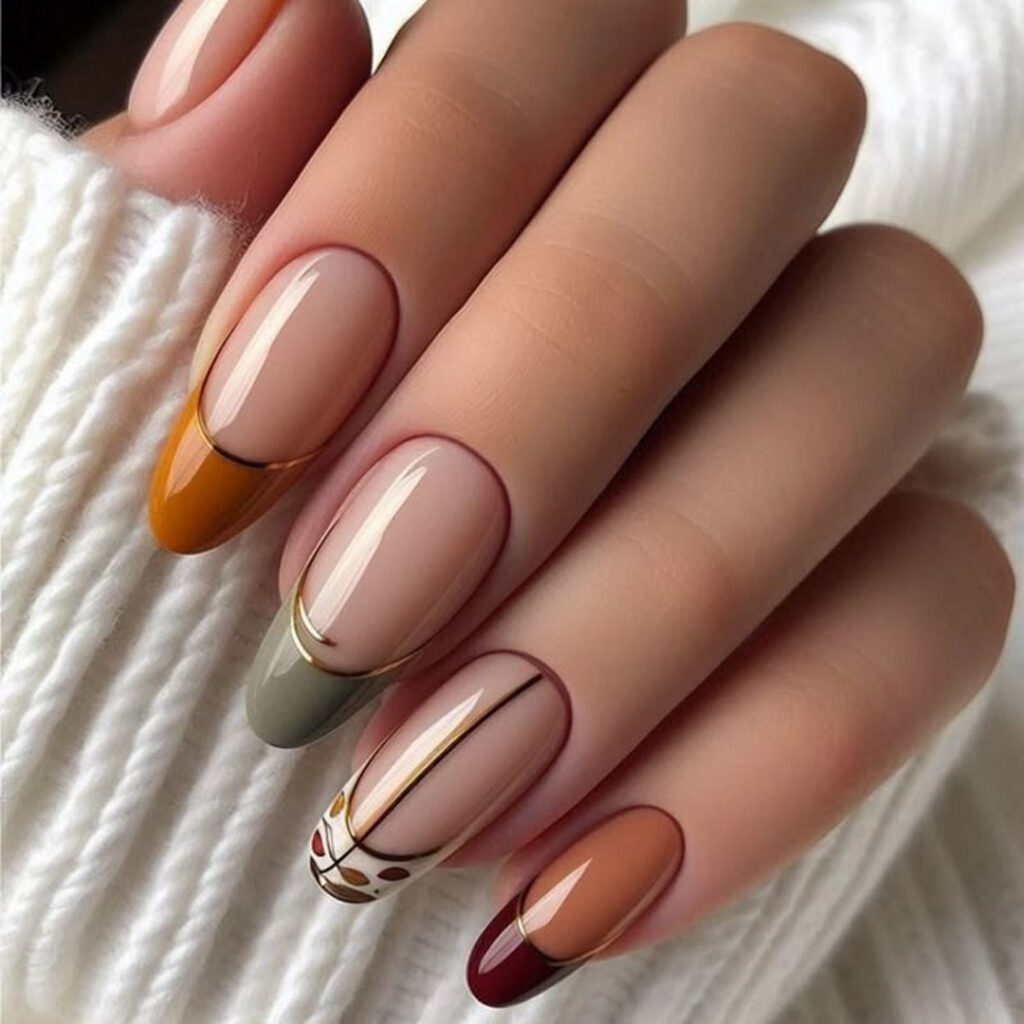 فرنچ ناخن پاییزی شیک