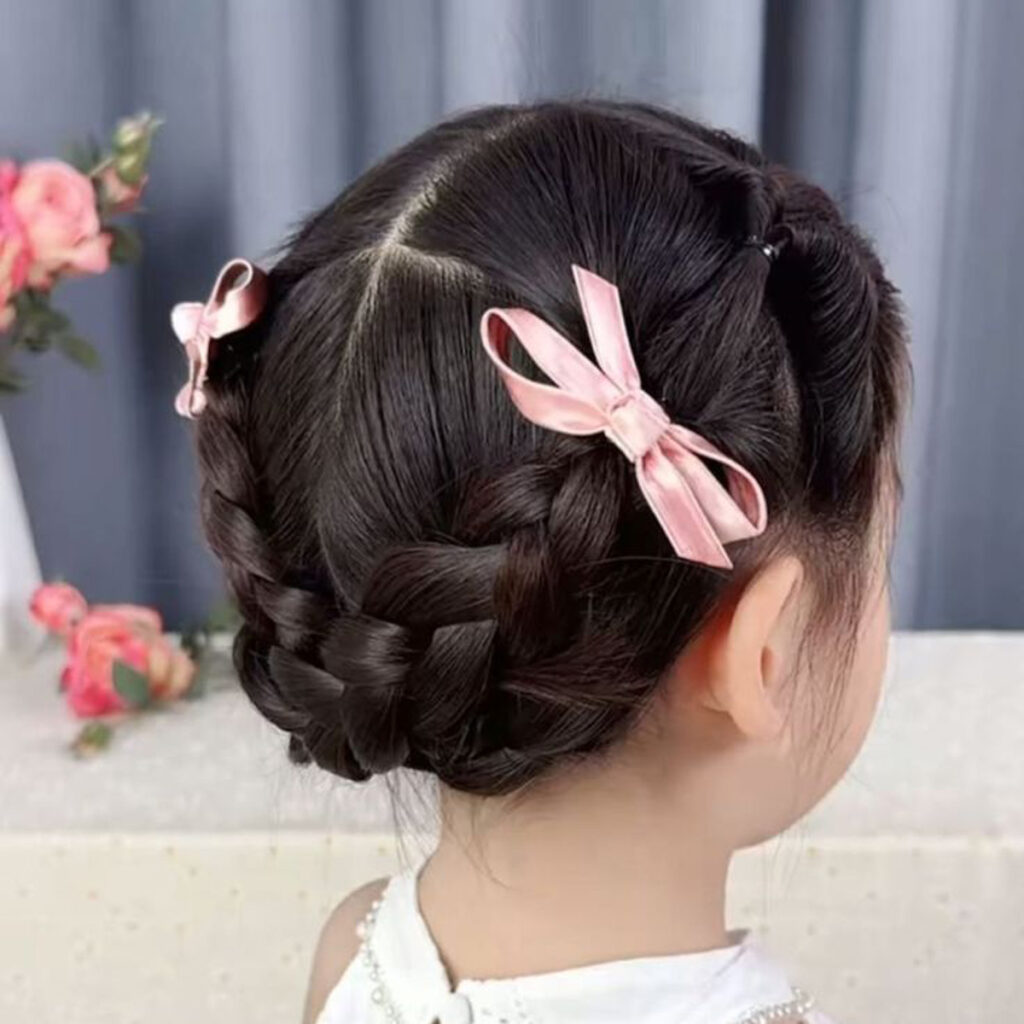 آرایش مو دخترانه بافت برای مدرسه 