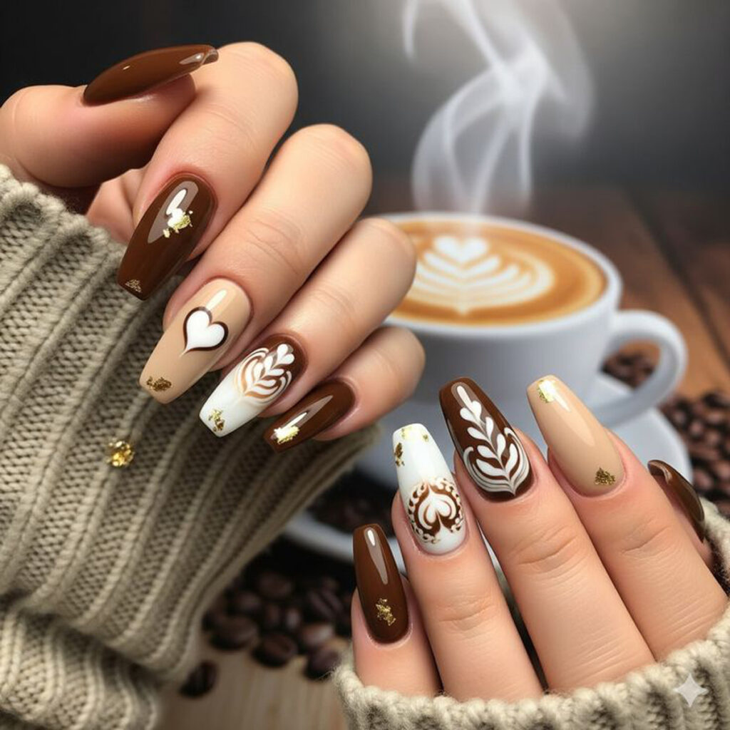 ناخن با تم لاته مدرن
