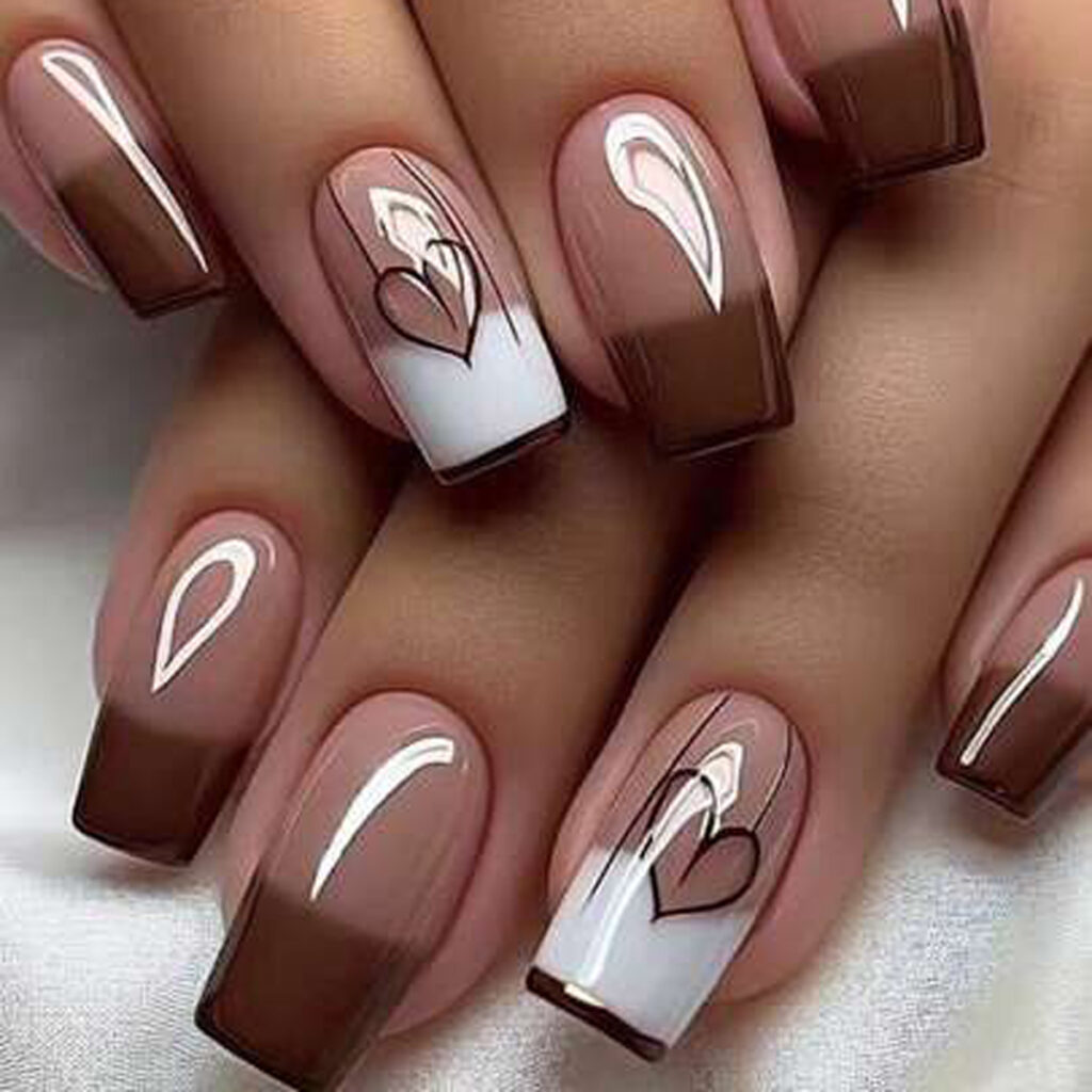 مدل ناخن قهوه‌ ای شیک