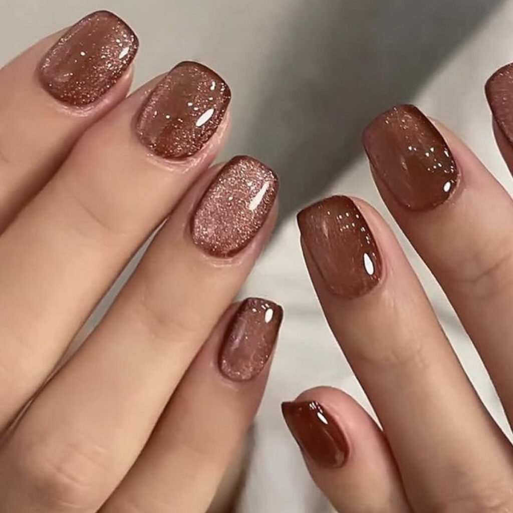 مدل‌ ناخن قهوه‌ ای آیس