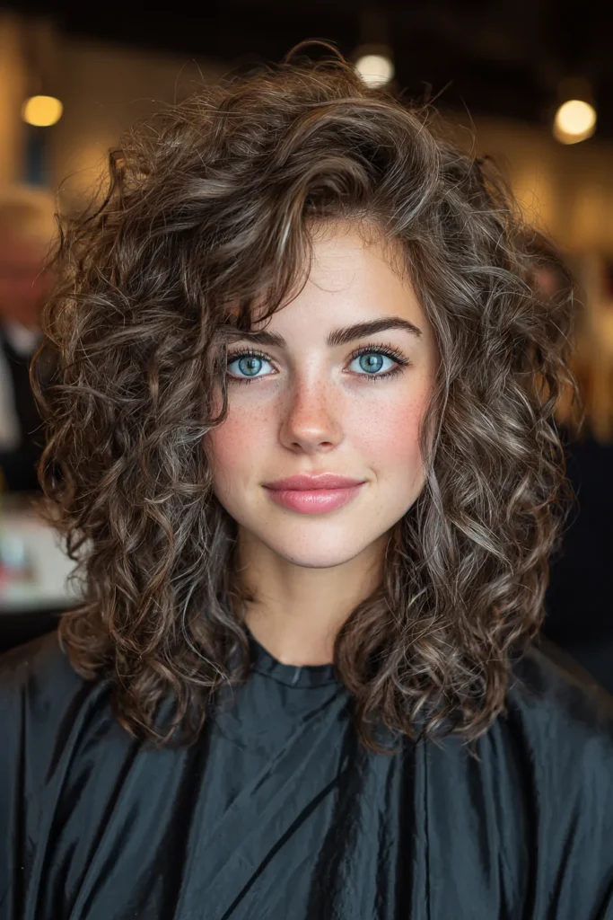 کات شانه‌ای فر با رنگ قهوه‌ای دودی