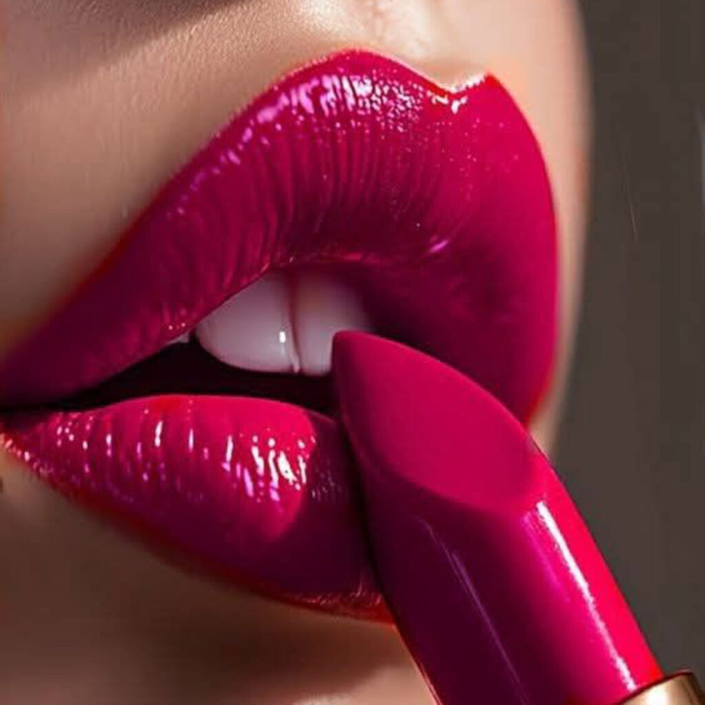 رنگ رژ لب براق صورتی تیره