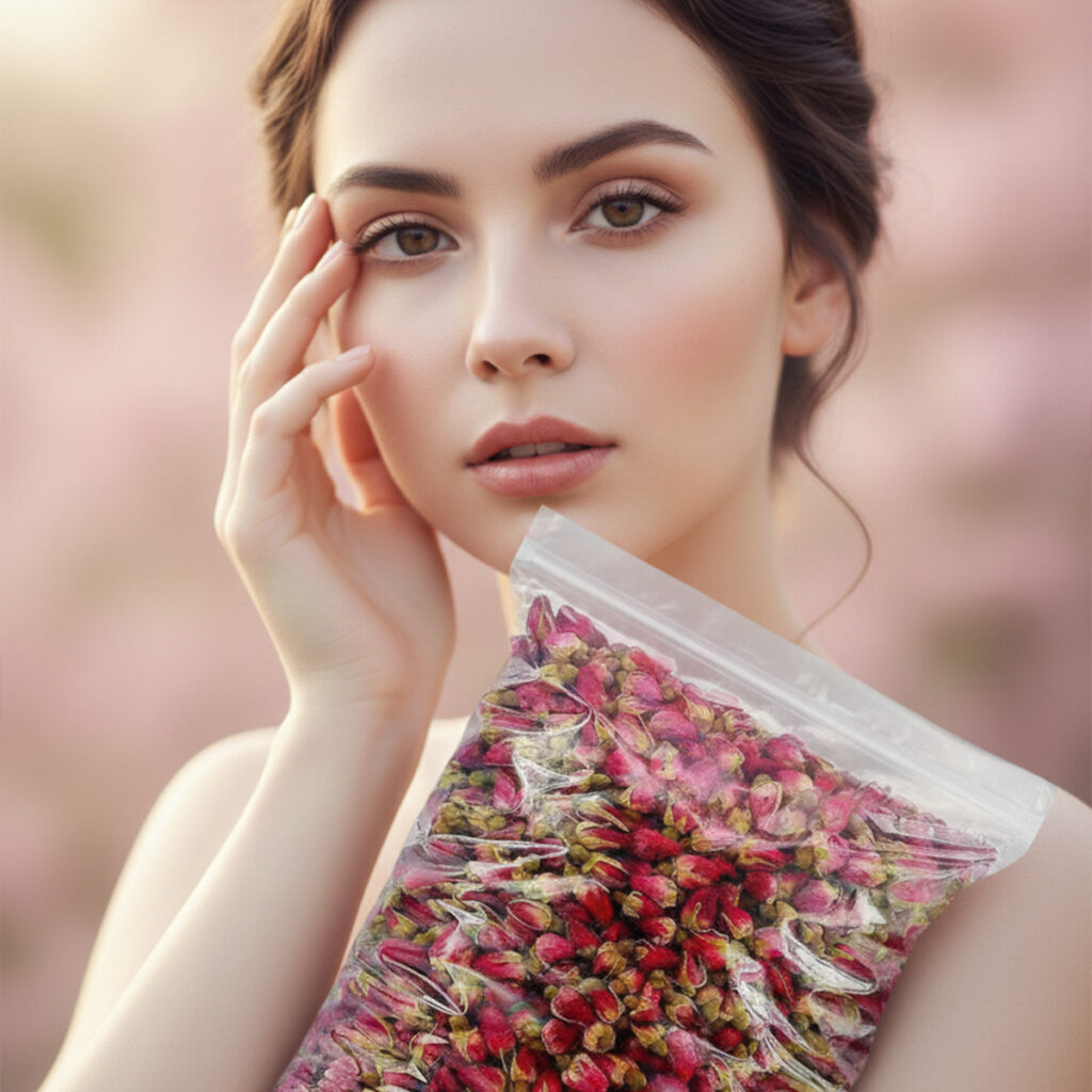 غنچه گل سرخ خشک شده برای پوست