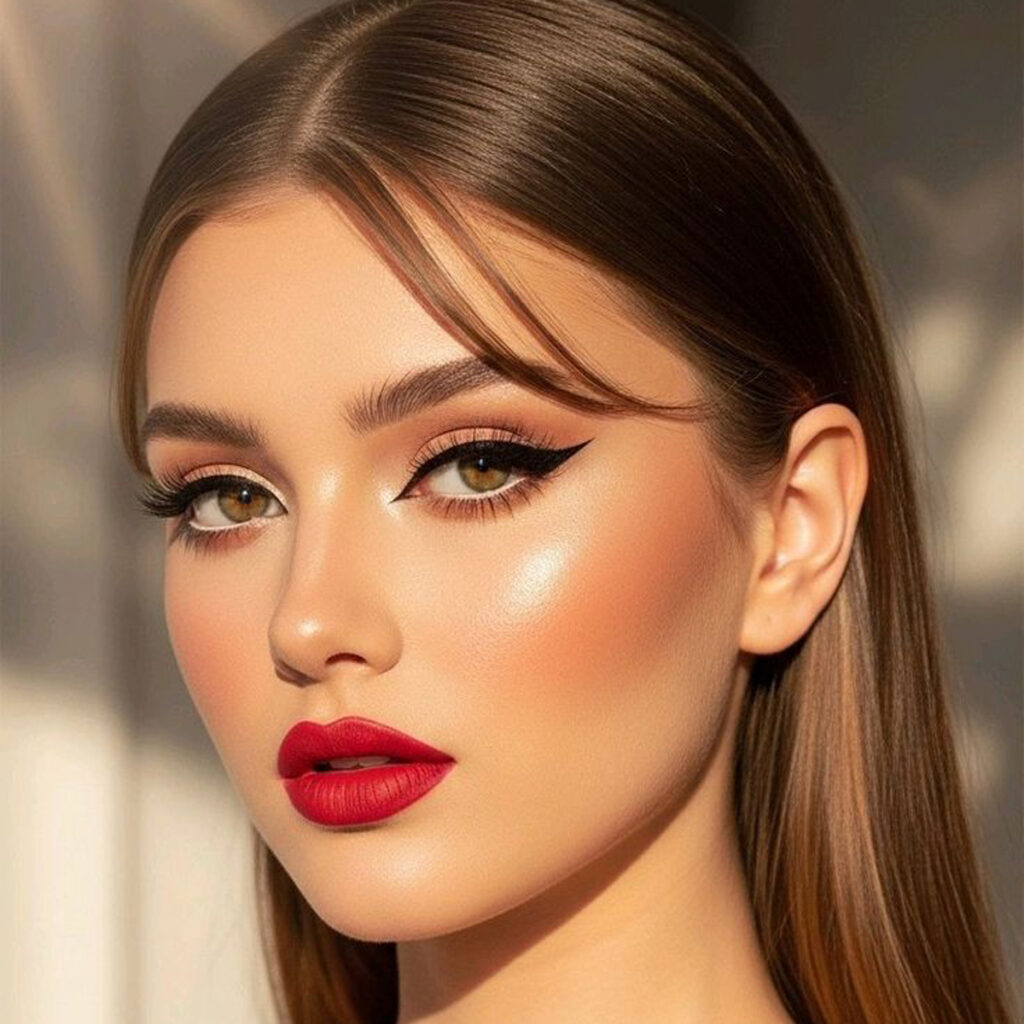 آرایش صورت با رژ لب قرمز ترند و خاص
