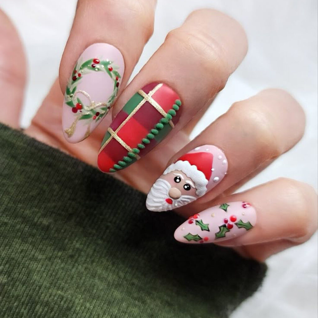 ناخن کریسمس کیوت