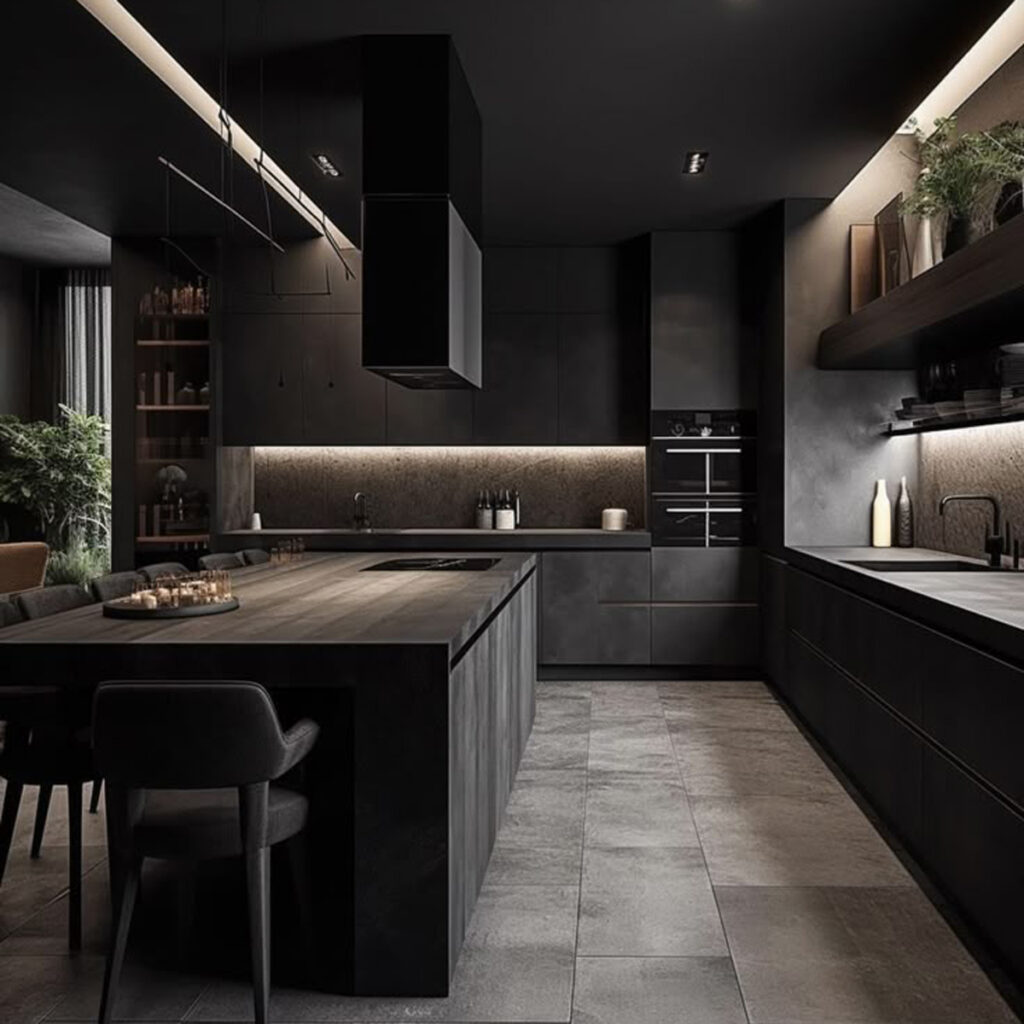 طراحی کابینت آشپزخانه مشکی
