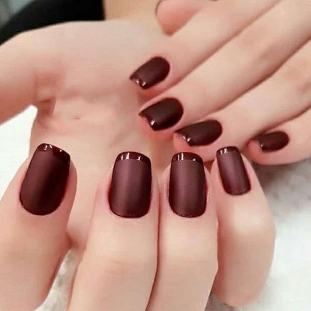 دیزاین ناخن مات و براق زرشکی
