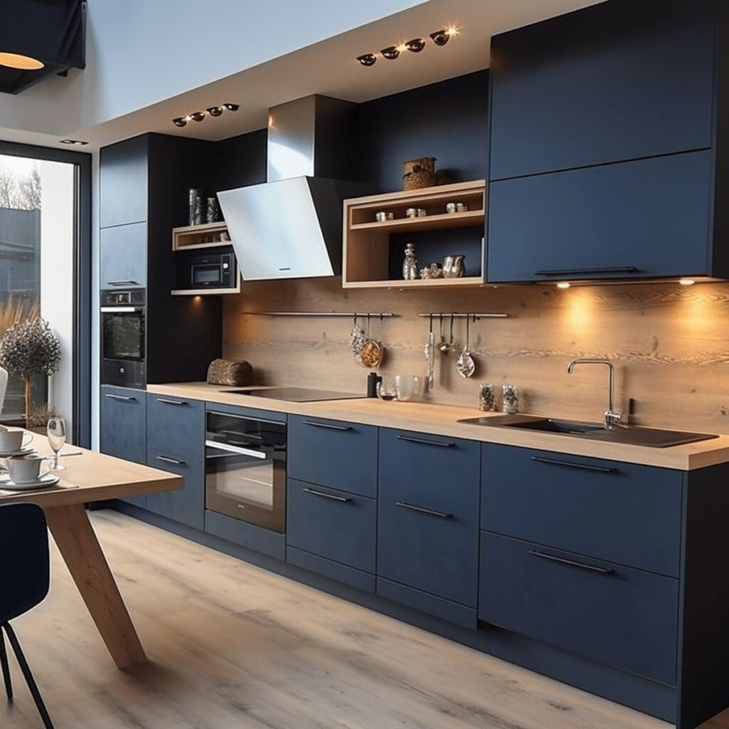 مدل کابینت آشپزخانه آبی