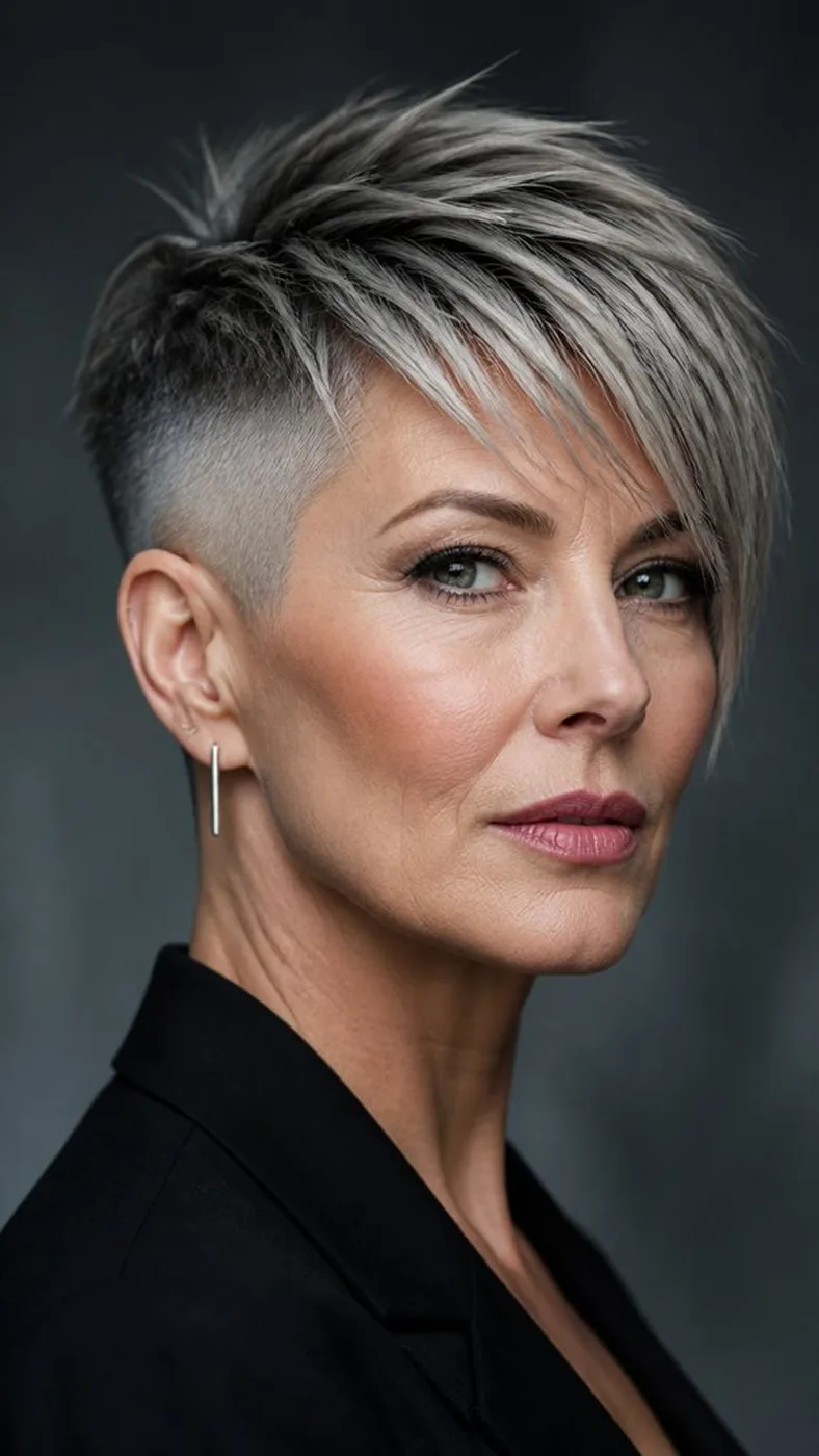 striking fine hair contrast؛ پیکسِی موهای نازک بالای 50 سال