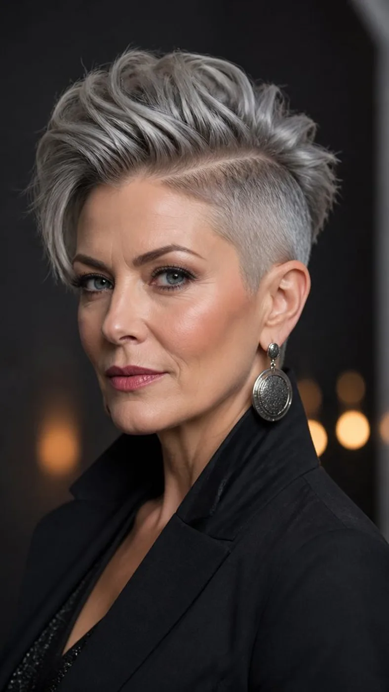undercut pixie for volume؛ پیکسِی موهای نازک بالای 50 سال
