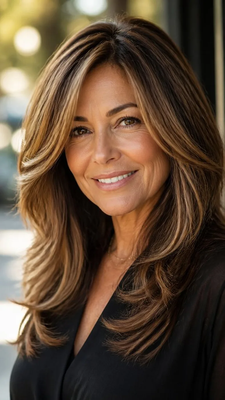 warm caramel highlights for elegance
