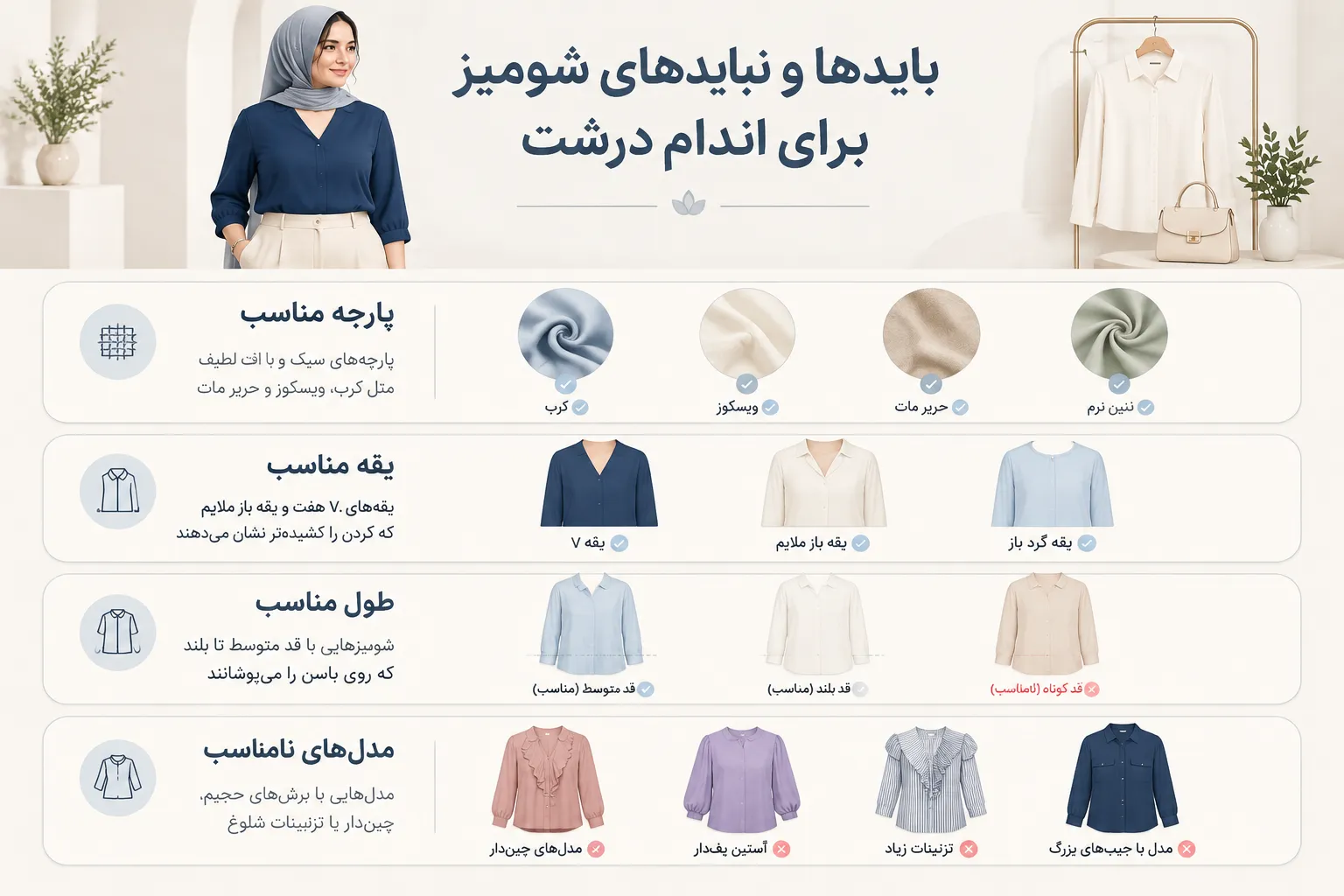 اینفوگرافیک چه مدل شومیزی انتخاب مناسبی نیست