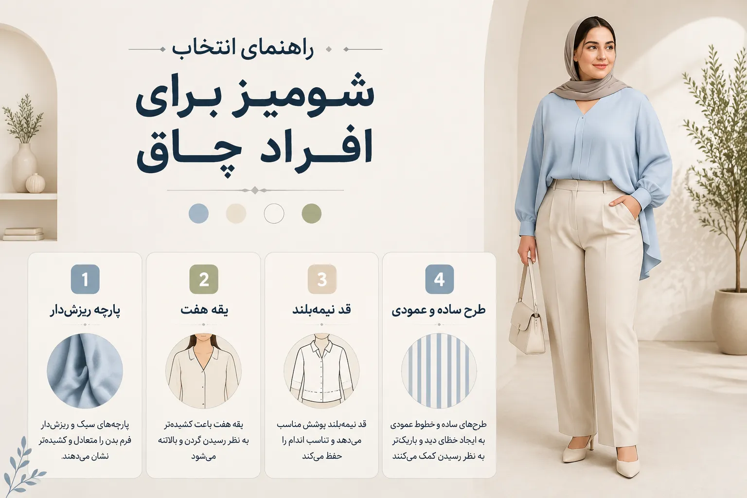 اینفوگرافیک بهترین مدل‌های شومیز برای افراد چاق